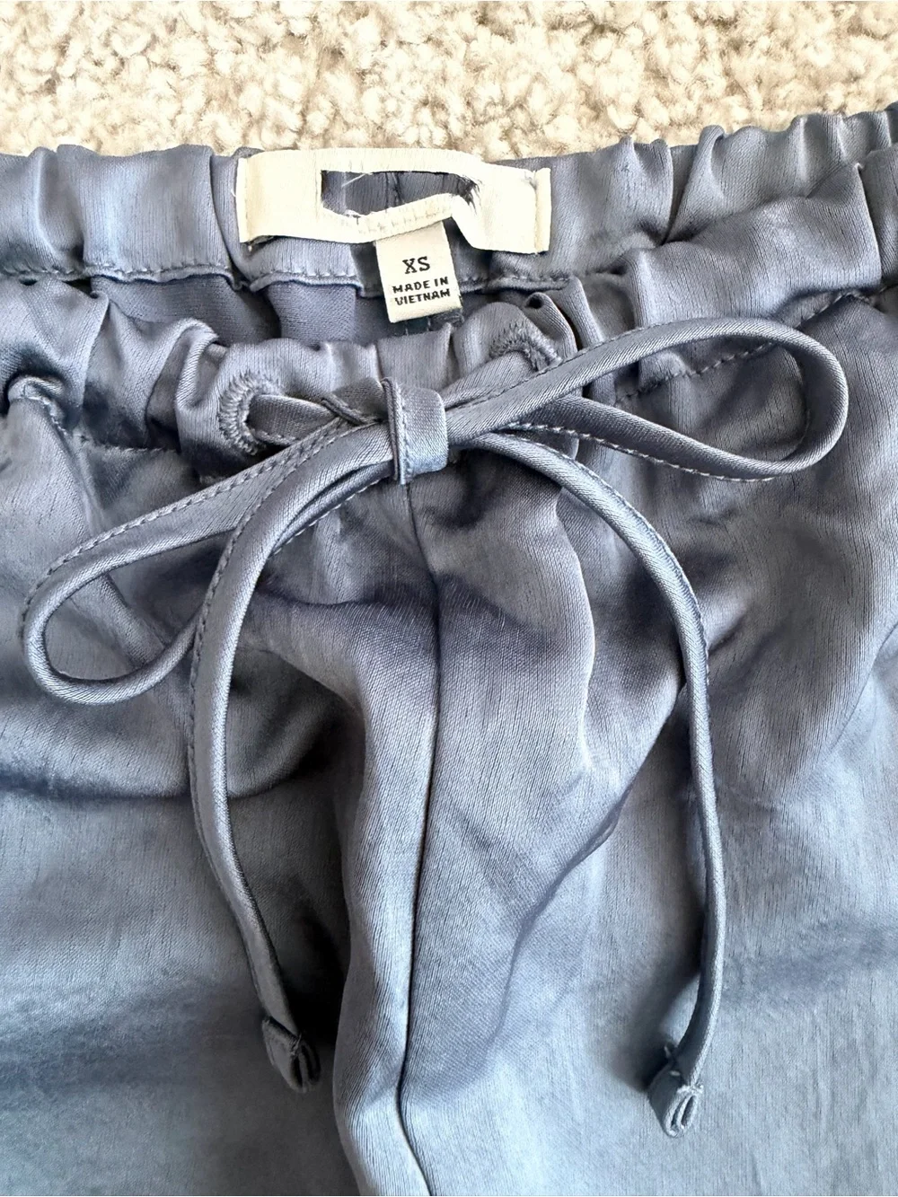 NWT Madewell Size XS Pintucked Slim Satin Pull-On Pants in Sunfaded Indigo